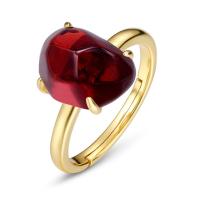 Gold-Plated Red Glass Stone Ring