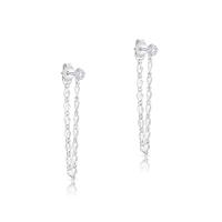 Silver Bezel-Set Threader Earrings