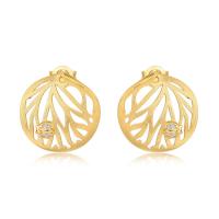 Matte Gold Leaf Motif Stud Earrings