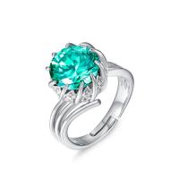 925 Silver Green Stone Solitaire Ring