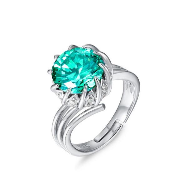 925 Silver Green Stone Solitaire Ring
