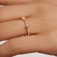 Gold Chain Detail Mixed Stone Ring