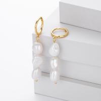 Gold-Plated Baroque Pearl Dangle Earrings