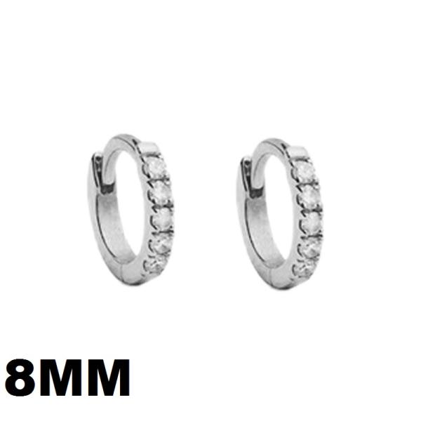 Silver Pavé Cubic Zirconia Huggie Earrings