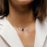925 Silver Gold Choker Necklace with Mixed Stones