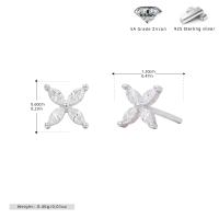 Silver Zircon Floral Stud Earrings