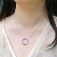 Silver Pink Cubic Zirconia Pendant Necklace