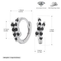 Onyx Silver Huggie Earrings