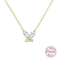 Gold Butterfly Cubic Zirconia Pendant Necklace