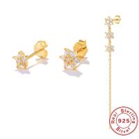 Gold-Finish Floral Cubic Zirconia Stud Earrings