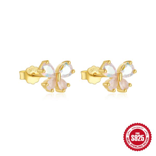 925 Silver Butterfly Crystal Stud Earrings