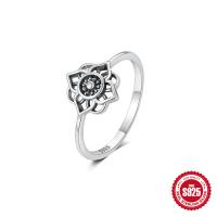 925 Silver Oxidized Floral Band Ring
