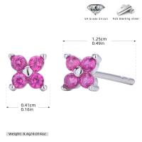 Silver Tone Pink Cubic Zirconia Stud Earrings