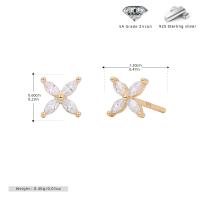 Gold Zircon Floral Stud Earrings