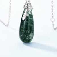 Green Jade Abstract Pendant Necklace