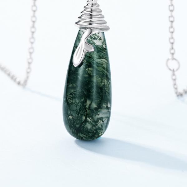 Green Jade Abstract Pendant Necklace
