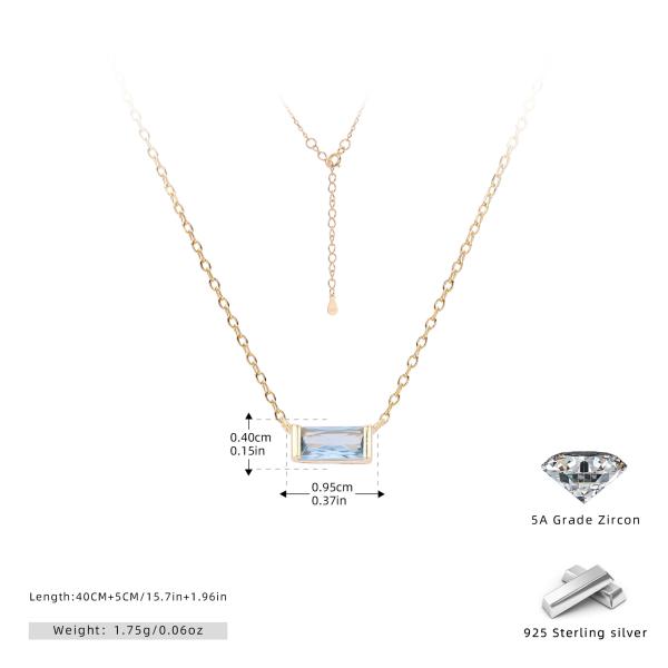 Gold Blue Zircon Pendant Necklace