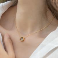 Gold Bezel Square Pendant Necklace