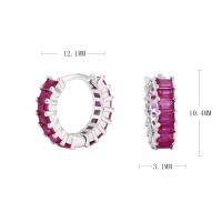 Silver Ruby Huggie Earrings