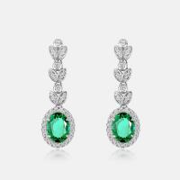 Emerald Leaf Motif Dangle Earrings