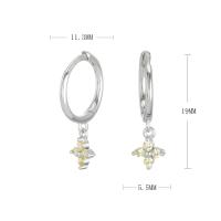 Silver Yellow CZ Floral Huggie Earrings
