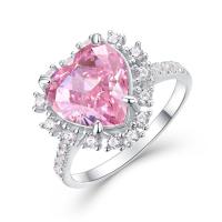 Heart Pink Sapphire Ring in Silver