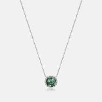 Green Stone Round Pendant Necklace