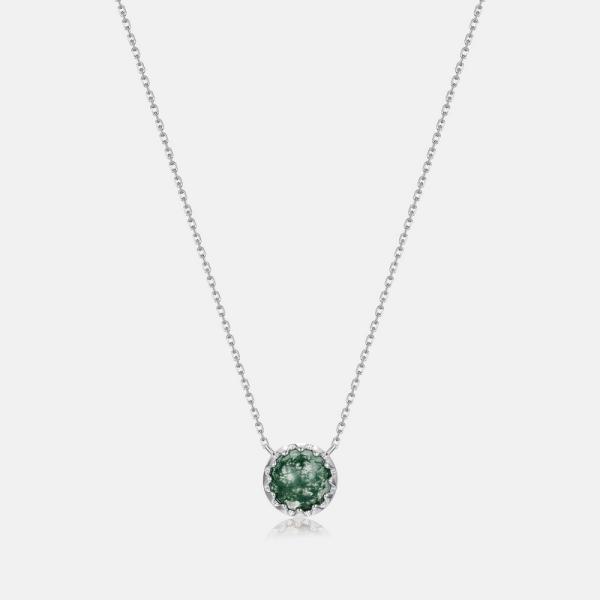 Green Stone Round Pendant Necklace
