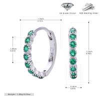 Silver Green Zircon Small Hoop Earrings