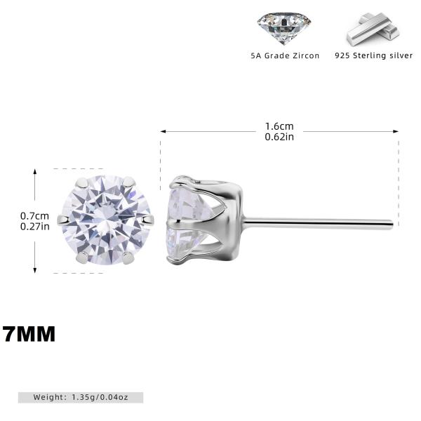 Medium Silver Zirconia Stud Earrings