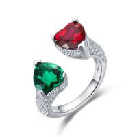 Heart Gemstone Silver Band Ring