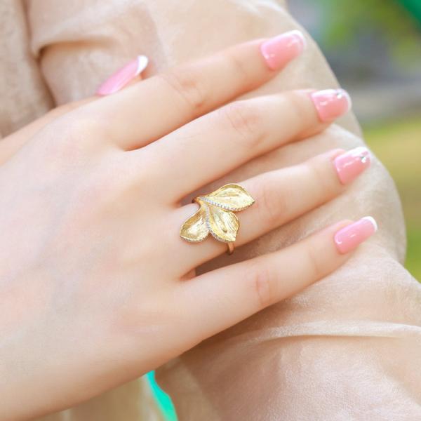 Gold Leaf Adjustable Band Ring