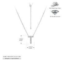 Silver Zircon 'T' Pendant Necklace