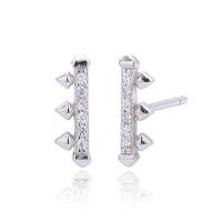 Silver Geometric Climber Earrings