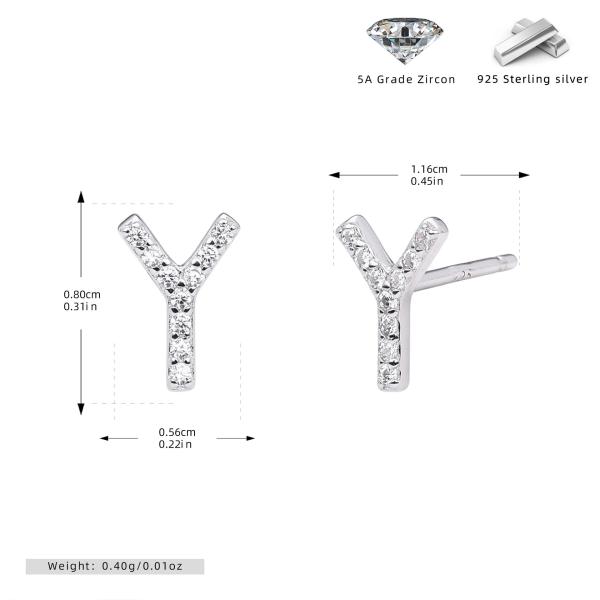 Silver Letter Y Stud Earrings