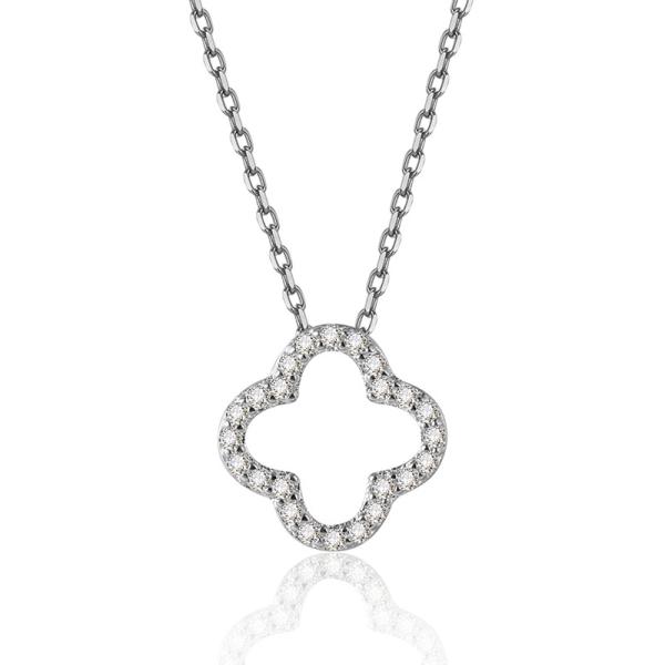 Silver Geometric Cubic Zirconia Pendant Necklace
