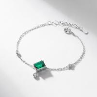 Sterling Silver Emerald Chain Bracelet