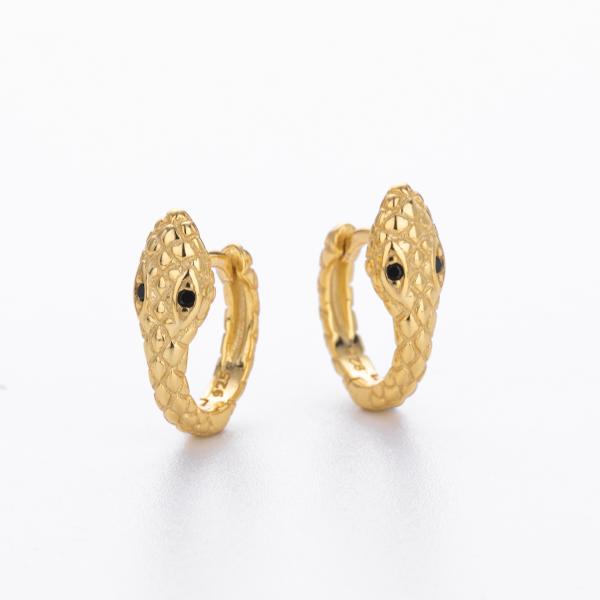 Gold Snake Motif Huggie Earrings