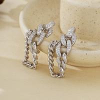 Silver Pavé Chain Dangle Earrings
