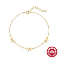 Gold-Finished Bow Motif Chain Bracelet