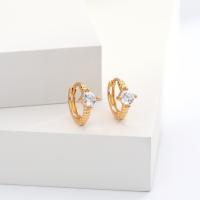 Gold-Tone Single Stone Huggie Earrings