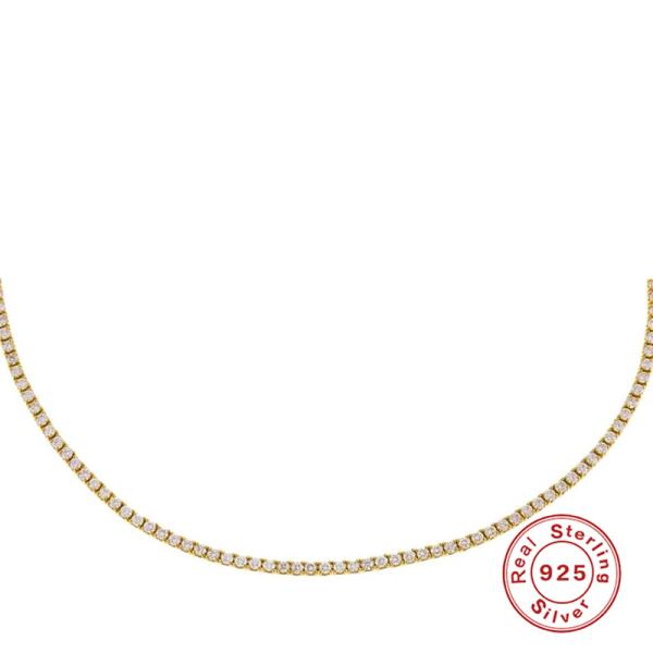 Gold-Plated Cubic Zirconia Tennis Necklace