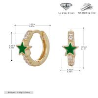 Green Star Gold Huggie Earrings