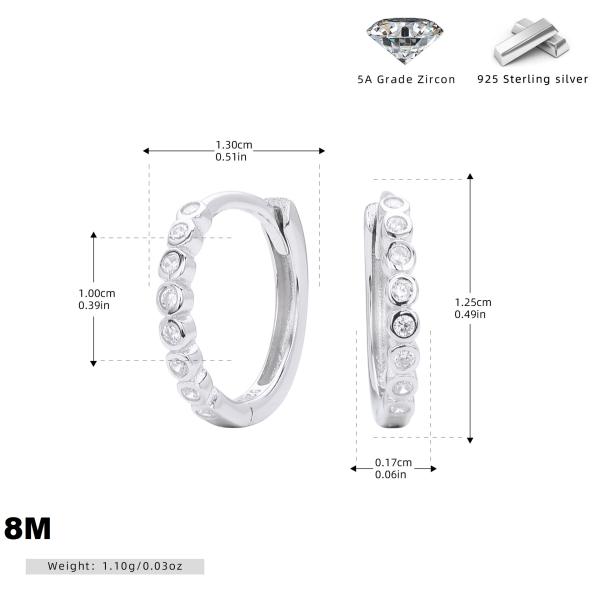 Medium Silver Zircon Huggie Earrings