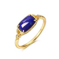 Gold Band Ring with Blue Stone