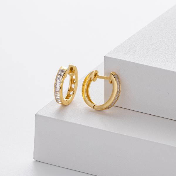 Gold Cubic Zirconia Huggie Earrings