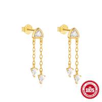 Gold-Tone Trillion CZ Drop Earrings