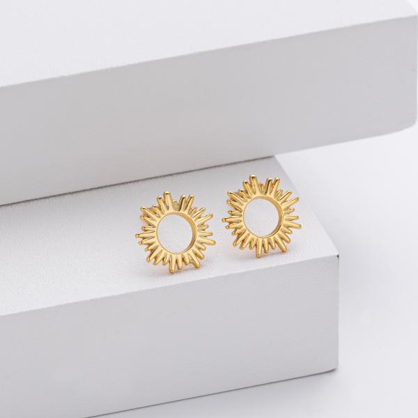 Gold Sunburst Stud Earrings