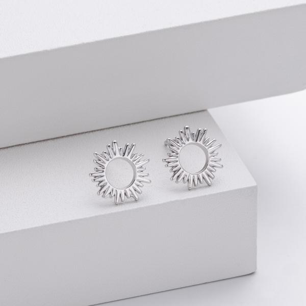Silver Sunburst Stud Earrings