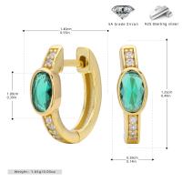 Gold Green Zircon Huggie Earrings